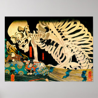 Poster Skeleton convoqué par Witch Kuniyoshi Fine Art