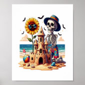 Poster Skeleton cool à la plage (Devant)