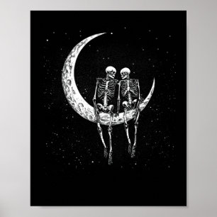 Poster Skeleton Couple Sur Lune Drôle Costume Halloween M