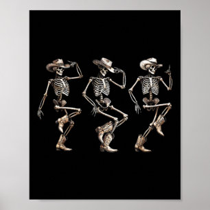 Poster Skeleton Cowboys Line Danser Humour Halloween H