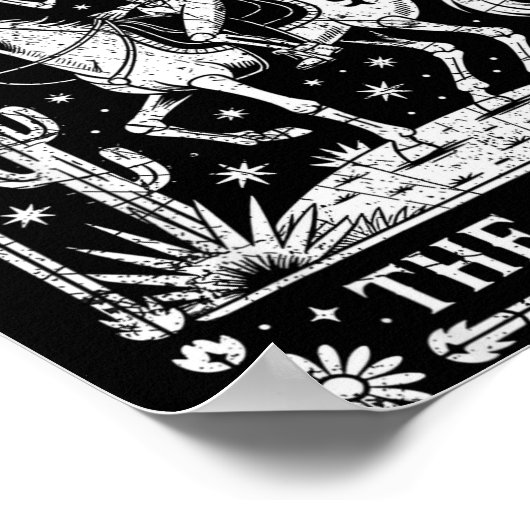 Poster Skeleton Cowgirl Riding Horse Tarot Card Gothic Ha (Coin)