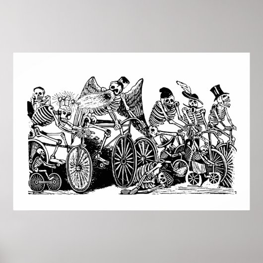 Poster Skeleton Cyclistes par José Guadalupe Posada (Devant)