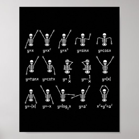 Poster Skeleton Danse Chiffres Équation Math Enseignant H (Devant)
