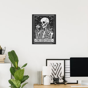 Poster Skeleton de café glacé Halloween Lover de café