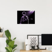 POSTER SKELETON DE X RAY CHANTANT SUR RETRO MIC - PURPLE (Bureau à domicile)