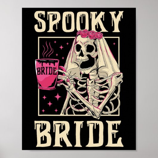 Poster Skeleton Éffrayant Mariée Mariage Chelorette Hallo (Devant)