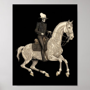 Poster Skeleton équitation Cheval Cowboy Horse Lover Hall