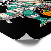 Poster Skeleton équitation maman Dinosaur T rex Halloween (Coin)