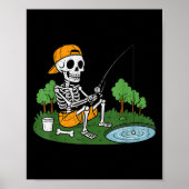 Poster Skeleton Fishing Halloween Poisson Soky Pêcheur Ho (Devant)