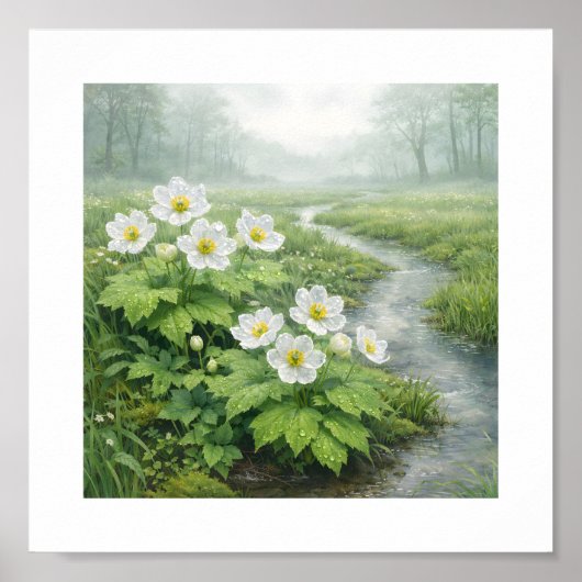Poster Skeleton Flower (Diphylleia grayi) – Art Print (Devant)