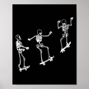 Poster Skeleton Fun Skateboard Halloween Skateboard Sk