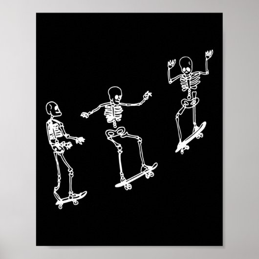 Poster Skeleton Fun Skateboard Halloween Skateboard Sk (Devant)