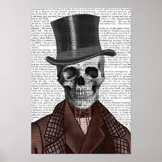 Poster Skeleton Gentleman et chapeau supérieur (Devant)