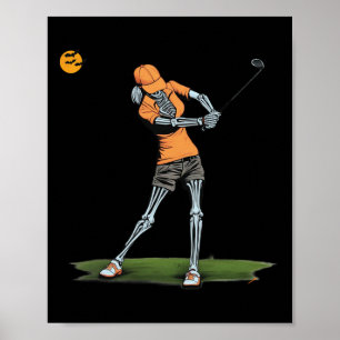 Poster Skeleton Golf Funny Halloween Golf Sport Golfe