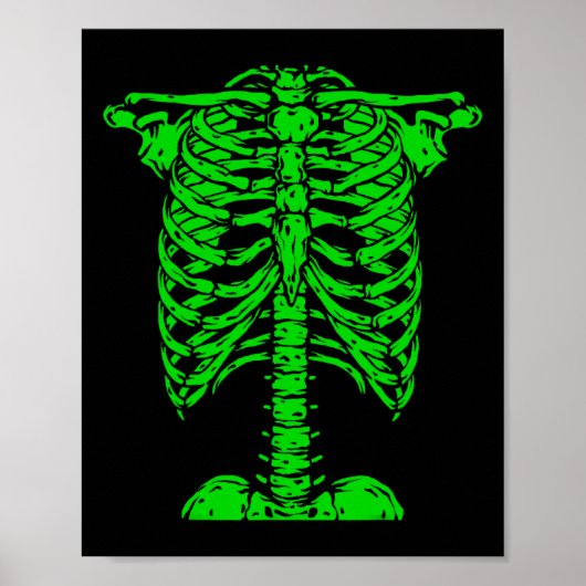 Poster Skeleton Green Rib Cage Costume d'os Halloween Gra (Devant)