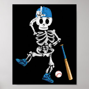 Poster Skeleton Halloween Baseball Vintage jouer