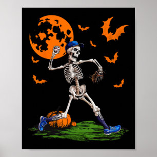Poster Skeleton Halloween Hommes garçons Baseball Saison