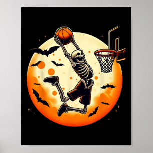 Poster Skeleton Halloween Hommes garçons Basketball Hallo