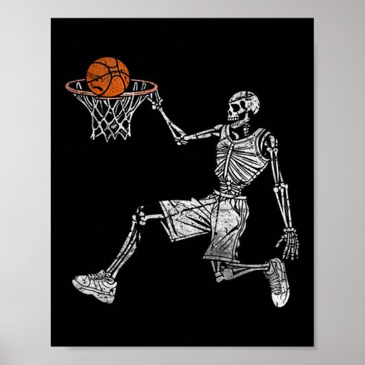 Poster Skeleton Halloween Sketll Player Sketller Dunking (Devant)