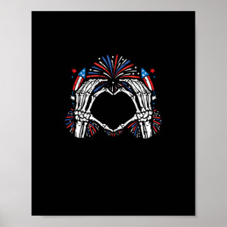 Poster Skeleton Hand Heart USA Patriotic American