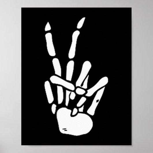 Poster Skeleton Hand Peace Sign Bone (Devant)