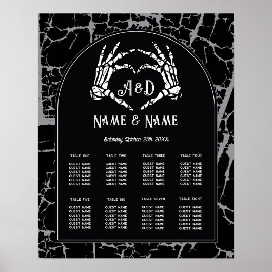 Poster Skeleton Heart Hands 8 Table Plan Mariage Siège (Devant)