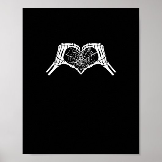 Poster Skeleton Heart Hands Spiderweb Halloween Éffrayant (Devant)