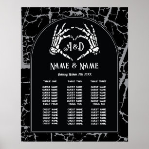 Poster Skeleton Heart Hands Table Plan Mariage Siège