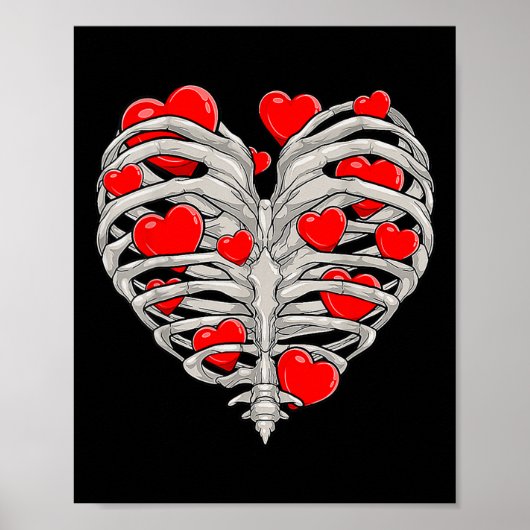 Poster Skeleton Heart Rib Cage X Ray Adult Kids Funny Val (Devant)