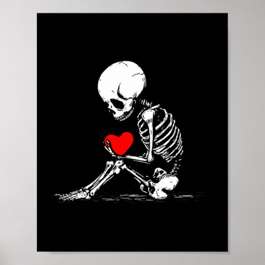 Poster Skeleton Heart Valentines Emo Gothic Minimalist Ck (Devant)