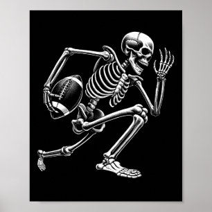 Poster Skeleton Jouer Football Halloween Crâne Lover