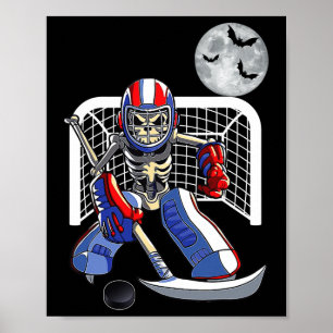 Poster Skeleton Jouer Hockey sur glace Joyeux Halloween J