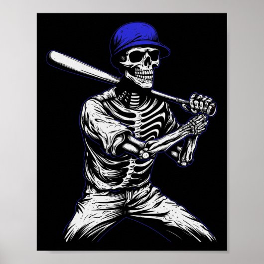 Poster Skeleton Joueur de baseball Halloween (Devant)