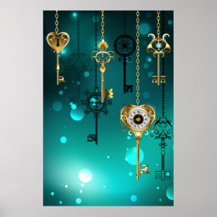 Poster Skeleton Keys on Green Background