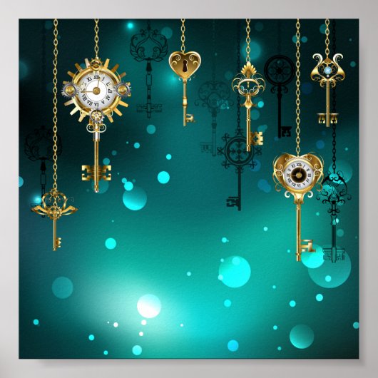 Poster Skeleton Keys on Green Background (Devant)