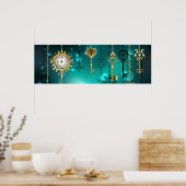 Poster Skeleton Keys on Green Background (Cuisine)