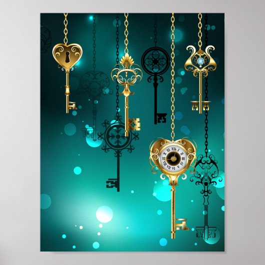 Poster Skeleton Keys on Green Background (Devant)