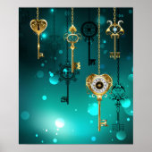 Poster Skeleton Keys on Green Background (Devant)
