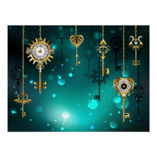 Poster Skeleton Keys on Green Background (Devant)
