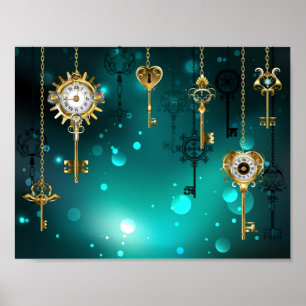 Poster Skeleton Keys on Green Background