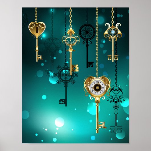 Poster Skeleton Keys on Green Background (Devant)