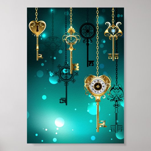 Poster Skeleton Keys on Green Background (Devant)
