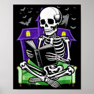 Poster Skeleton Lecture Livre Lovers Bookworms Lecteurs H