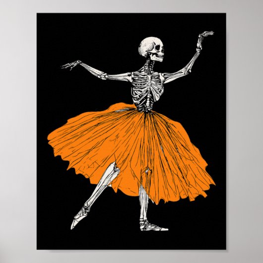 Poster Skeleton Llerina Danse Tutu Éffrayant Llet Danser  (Devant)