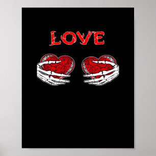 Poster Skeleton Mains Coeur Drôle Design