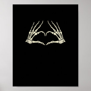Poster Skeleton Mains Coeur drôle Halloween Hommes Femmes