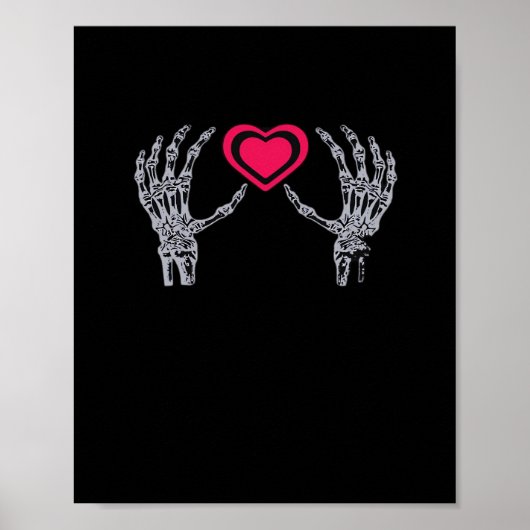 Poster Skeleton Mains Coeur mignon (Devant)