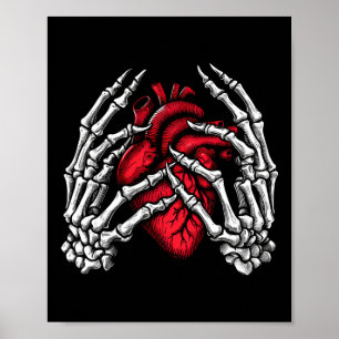 Poster Skeleton Mains tenant Coeur Halloween Costume Wom