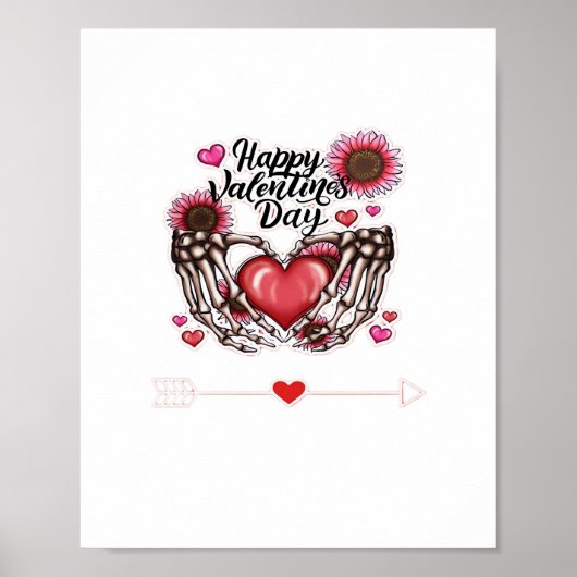 Poster Skeleton Mains Valentines Classic de la journée (Devant)