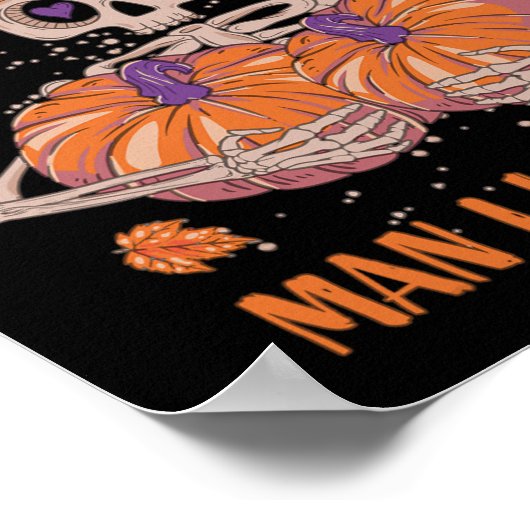 Poster Skeleton Man I Love Fall Fun Skeleton Citrouille H (Coin)